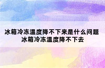 冰箱冷冻温度降不下来是什么问题 冰箱冷冻温度降不下去